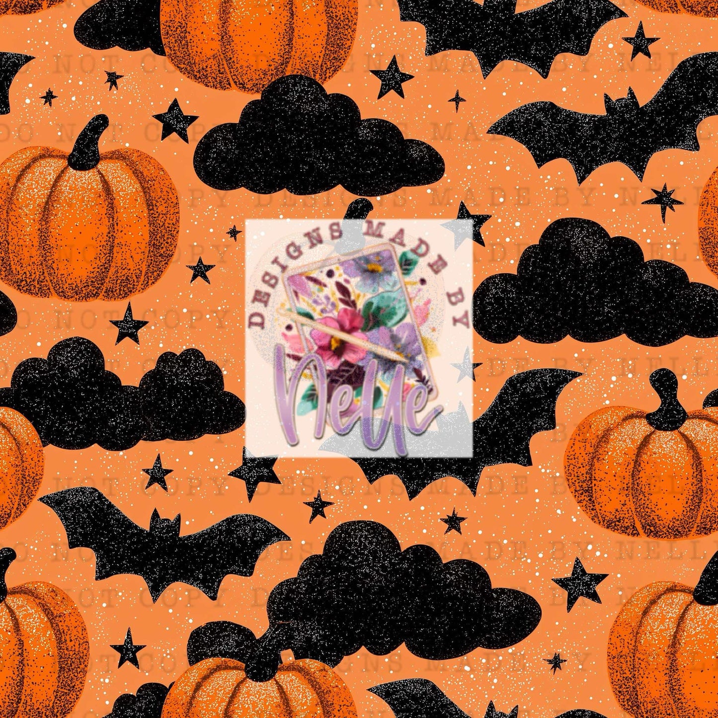 Spooky Szn black bats and clouds