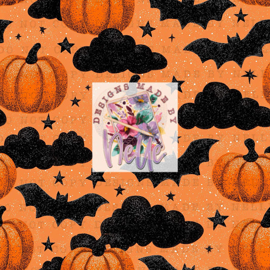 Spooky Szn black bats and clouds