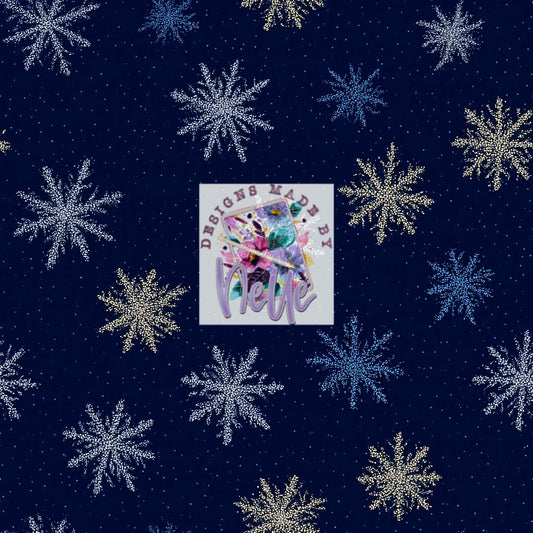 Blue Background Glitter Snowflakes