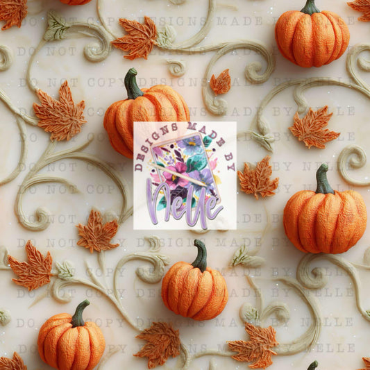 White background orange pumpkins with leaves