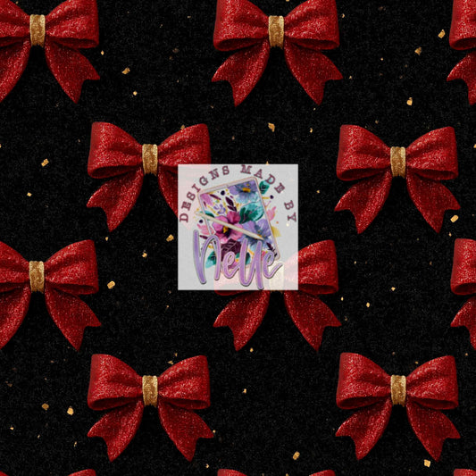 Black Background Red & Gold Glitter Bows