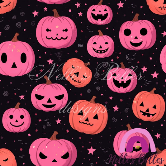 Pink and orange jack-o’-lantern seamless