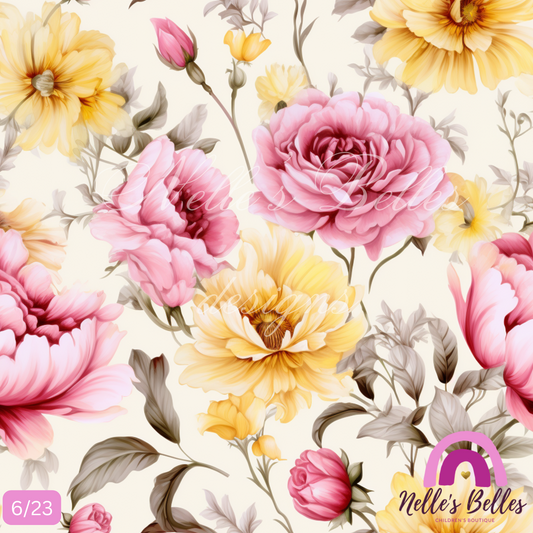 pink and yellow floral seamless