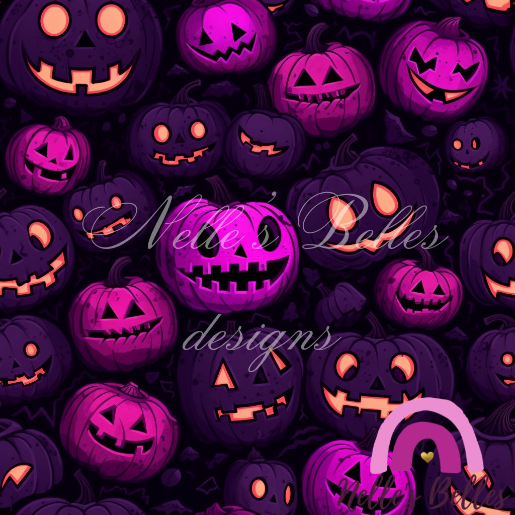 Halloween purple Jack-o’-lantern seamless