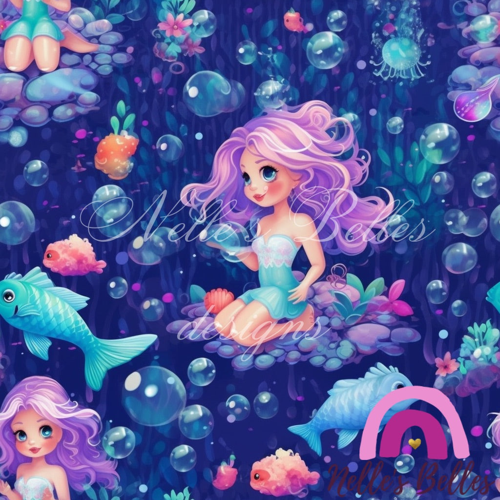 Mermaids purple hair Seamless