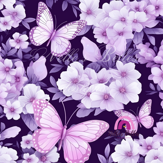 Pink butterflies with a purple background