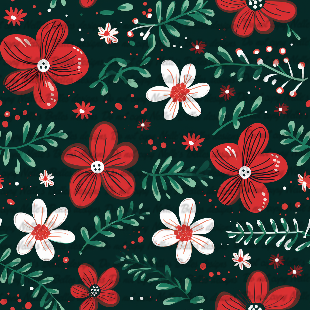 Red green and white flowers