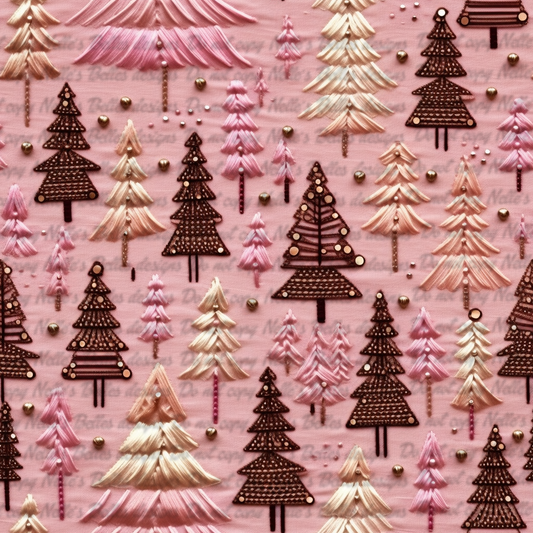 Embroidered pink and brown tress