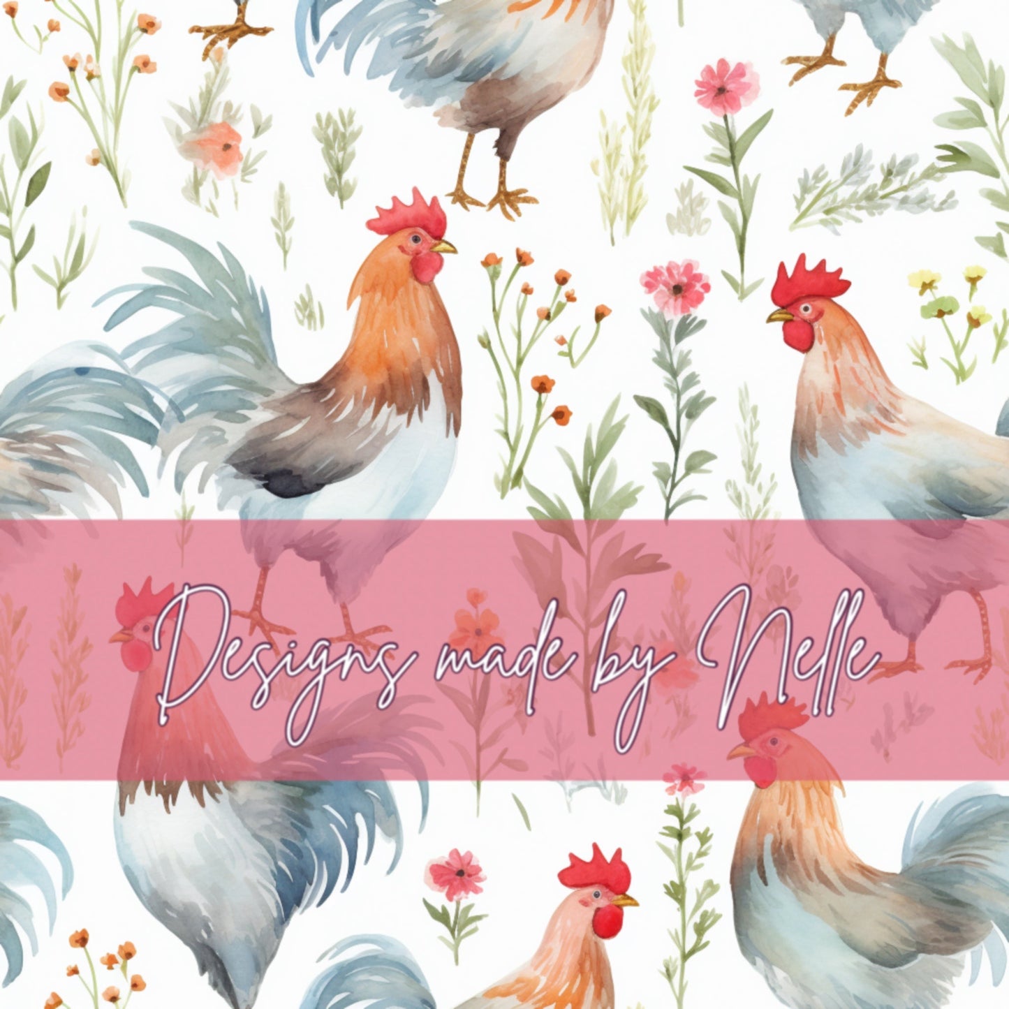 Watercolor Roosters