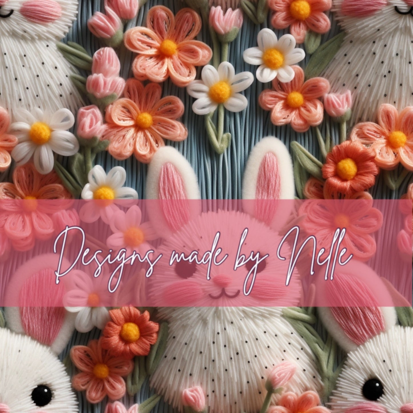 Peach Fuzz Floral Bunnies