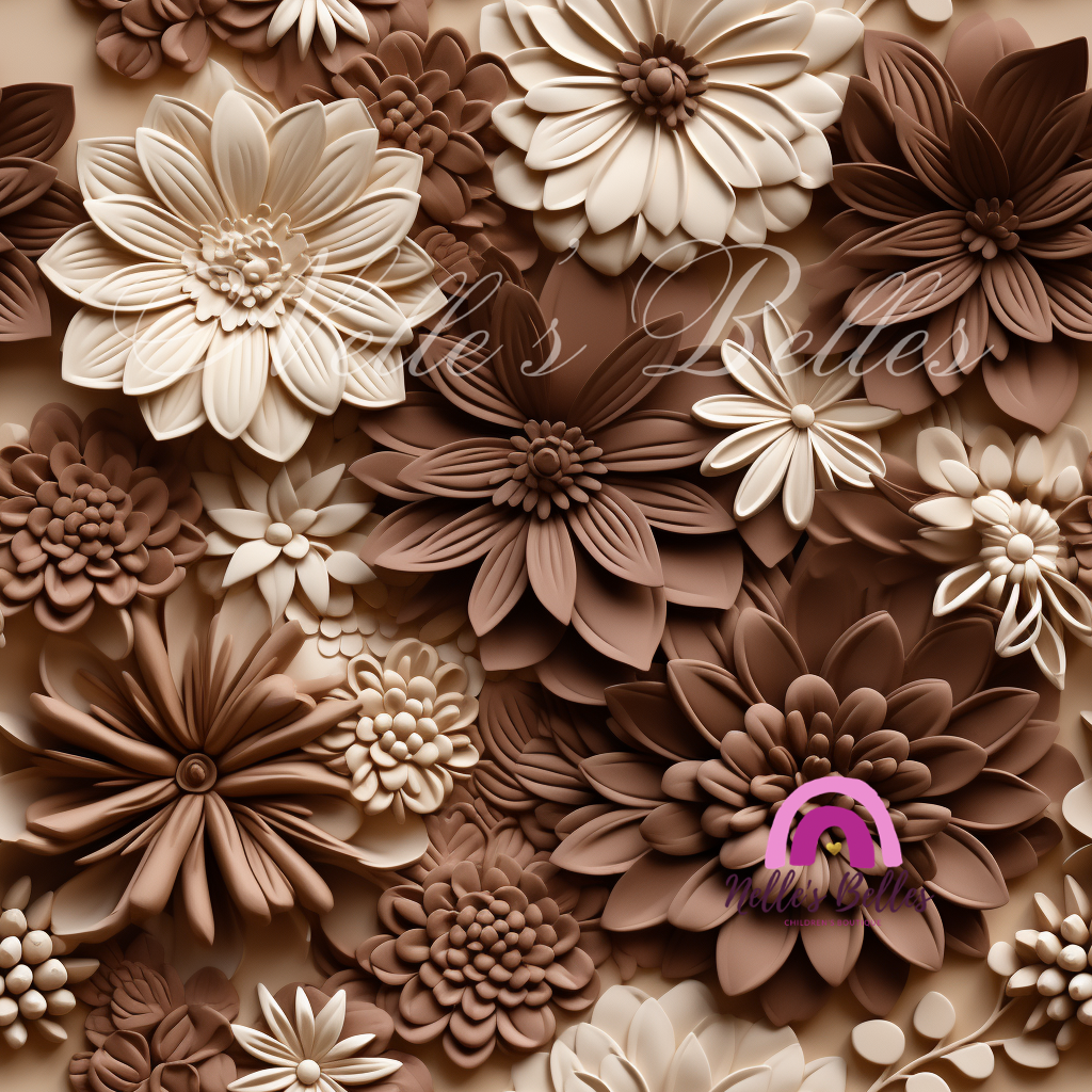 3D clay brown florals 1