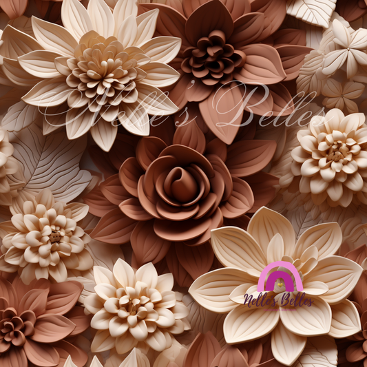 3D clay brown florals 4