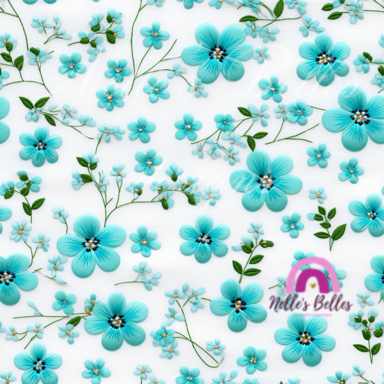 Turquoise embroidered flowers