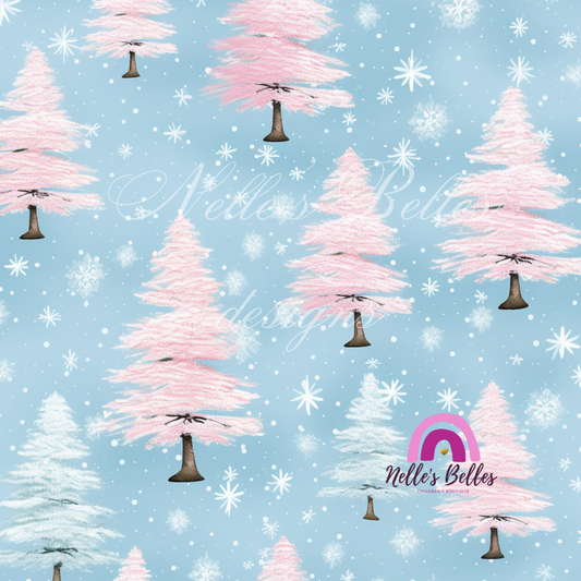 Blue and Pink Christmas trees seamless