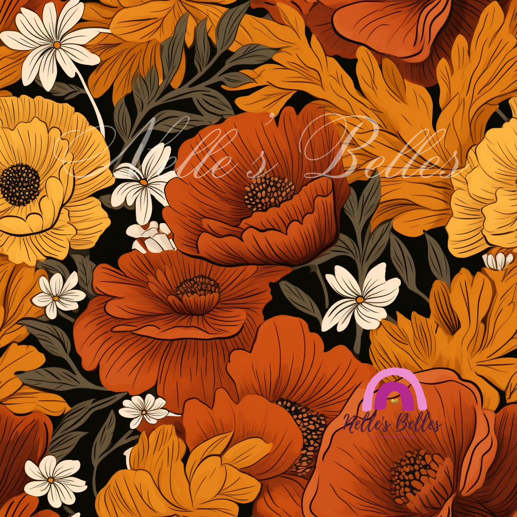 Mustard and burnt orange floral