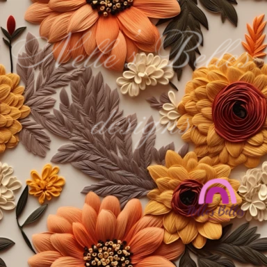 Fall embroidered flowers 1