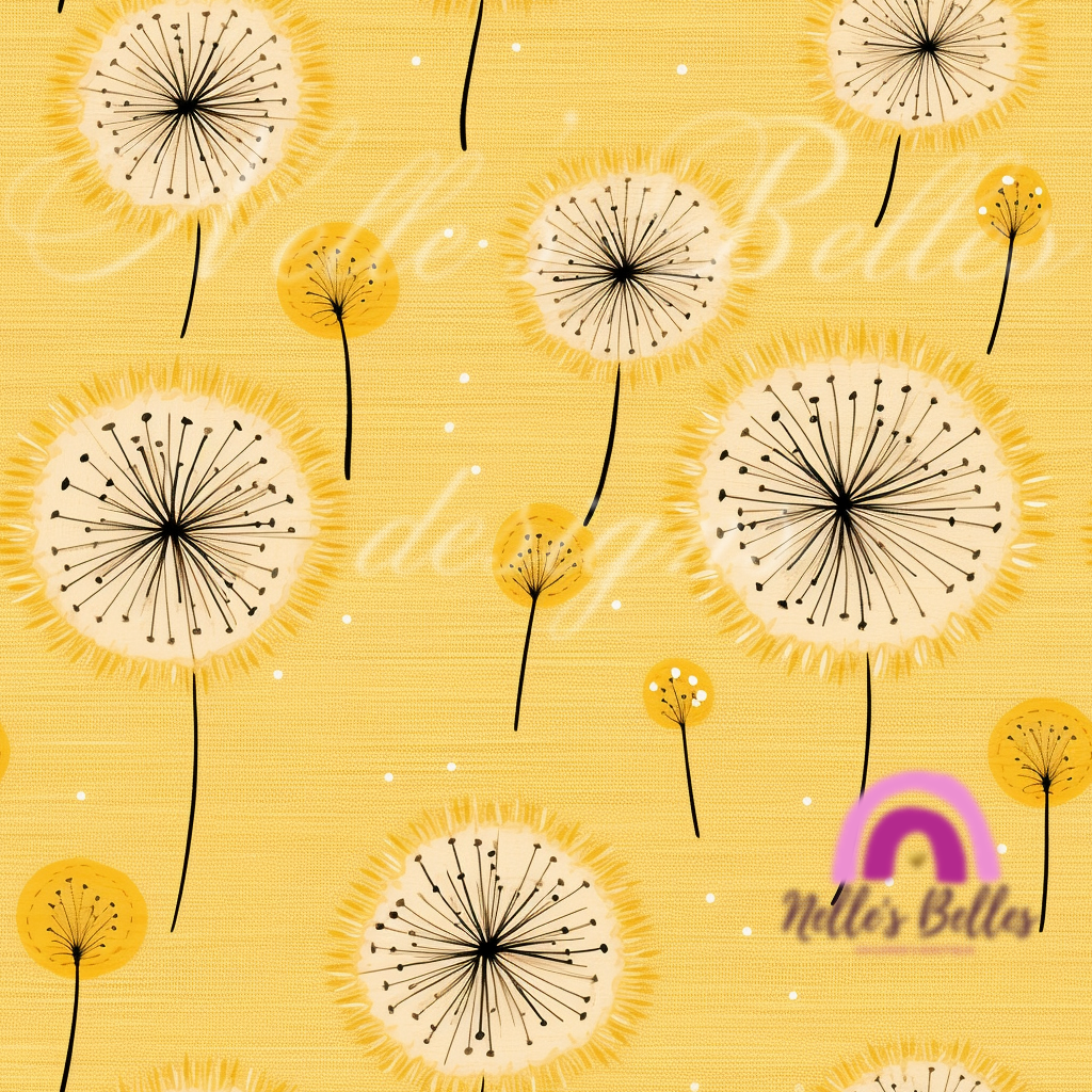 Dandelions on the yellow background