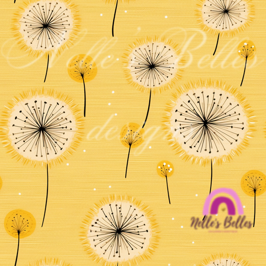 Dandelions on the yellow background