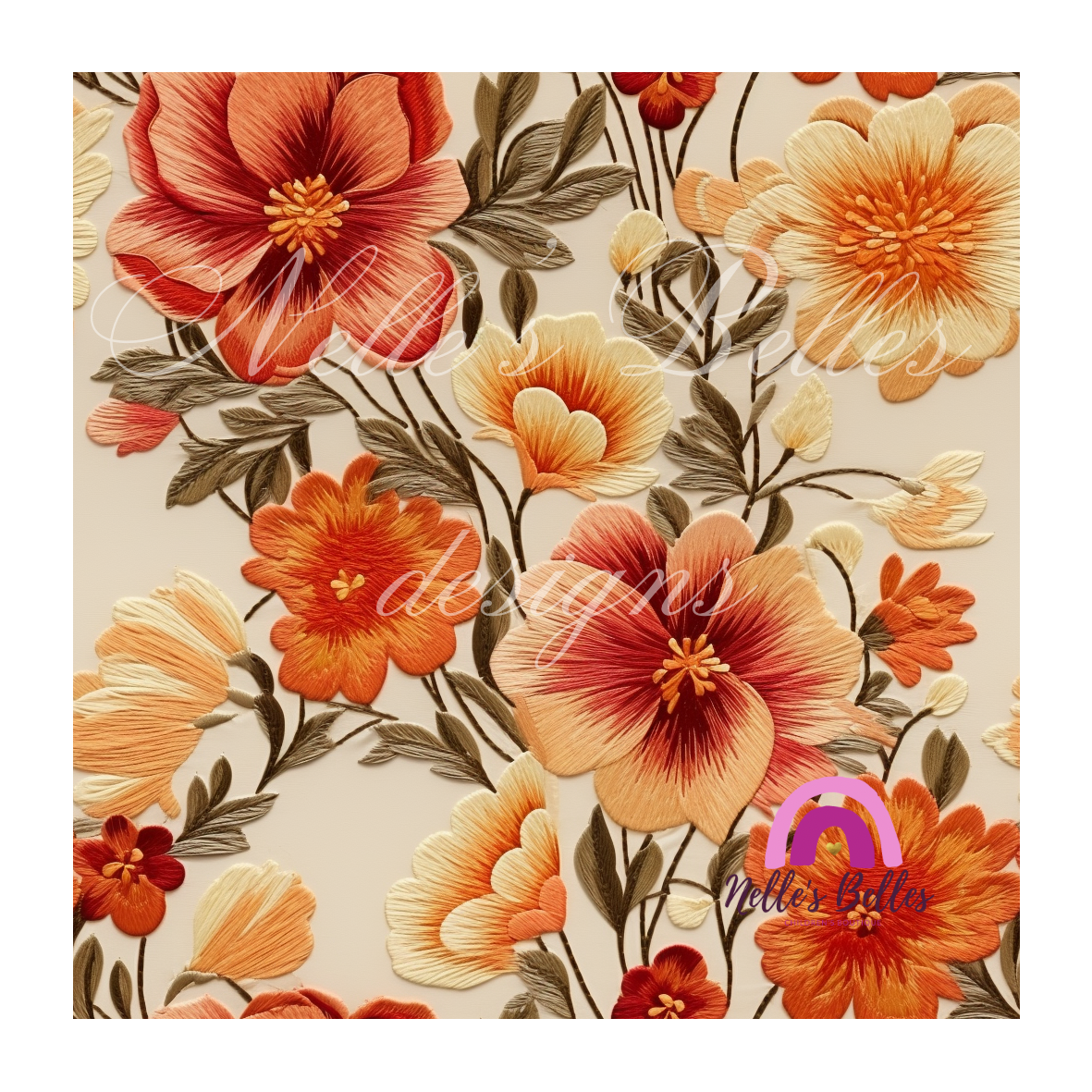 Fall embroidered flowers 5