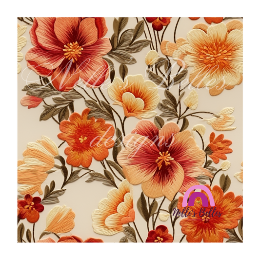 Fall embroidered flowers 5