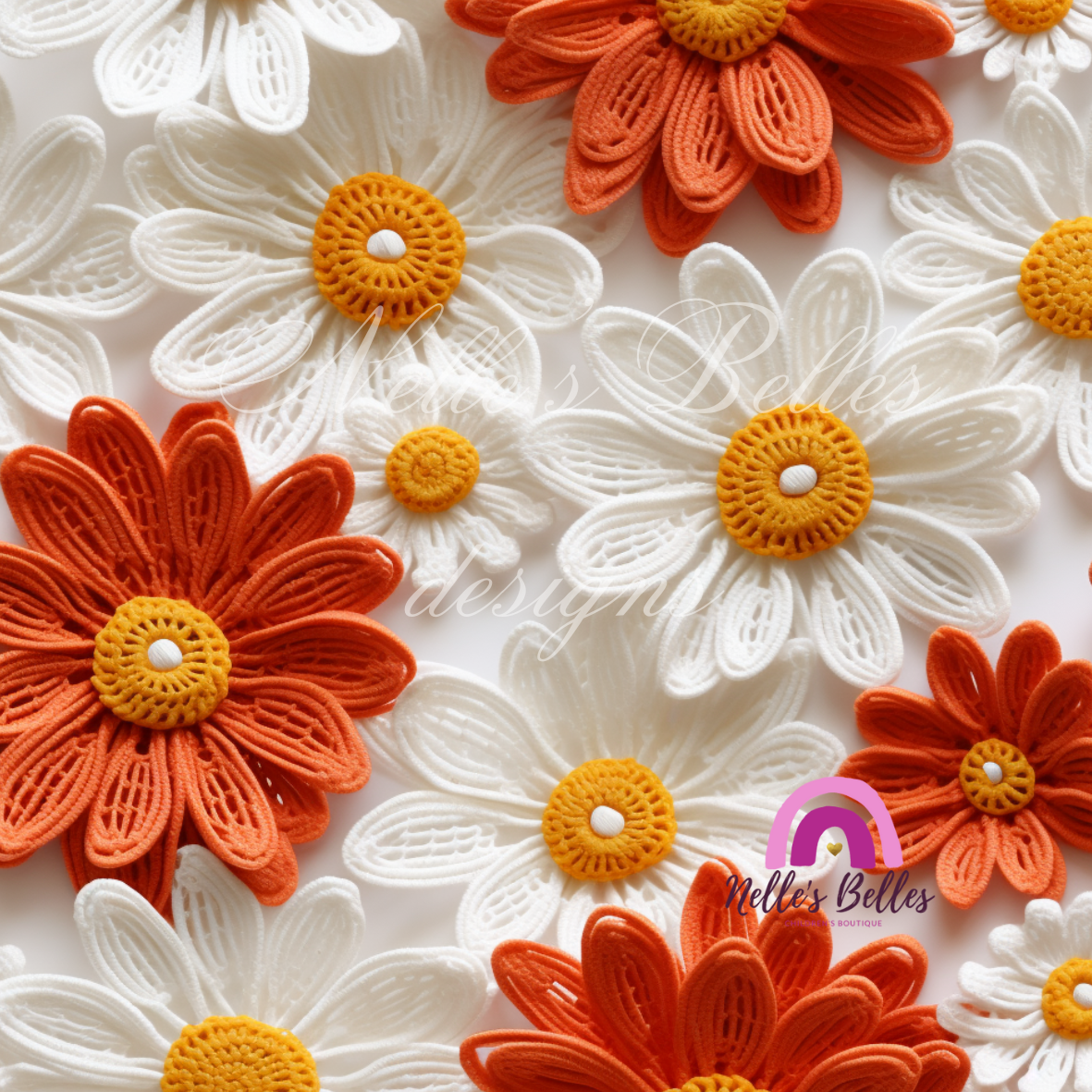 Orange and white textured flowers