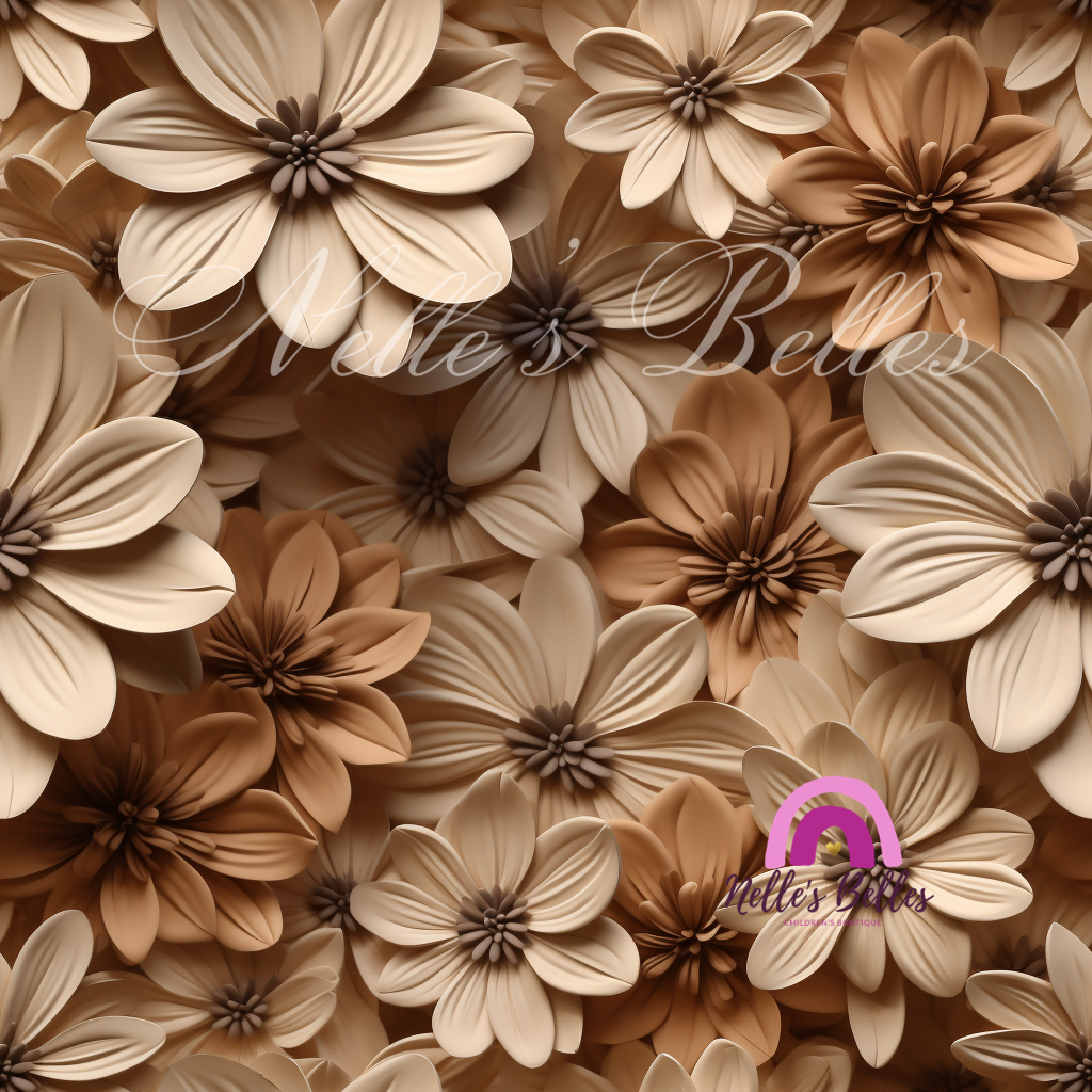 3D clay brown florals 3