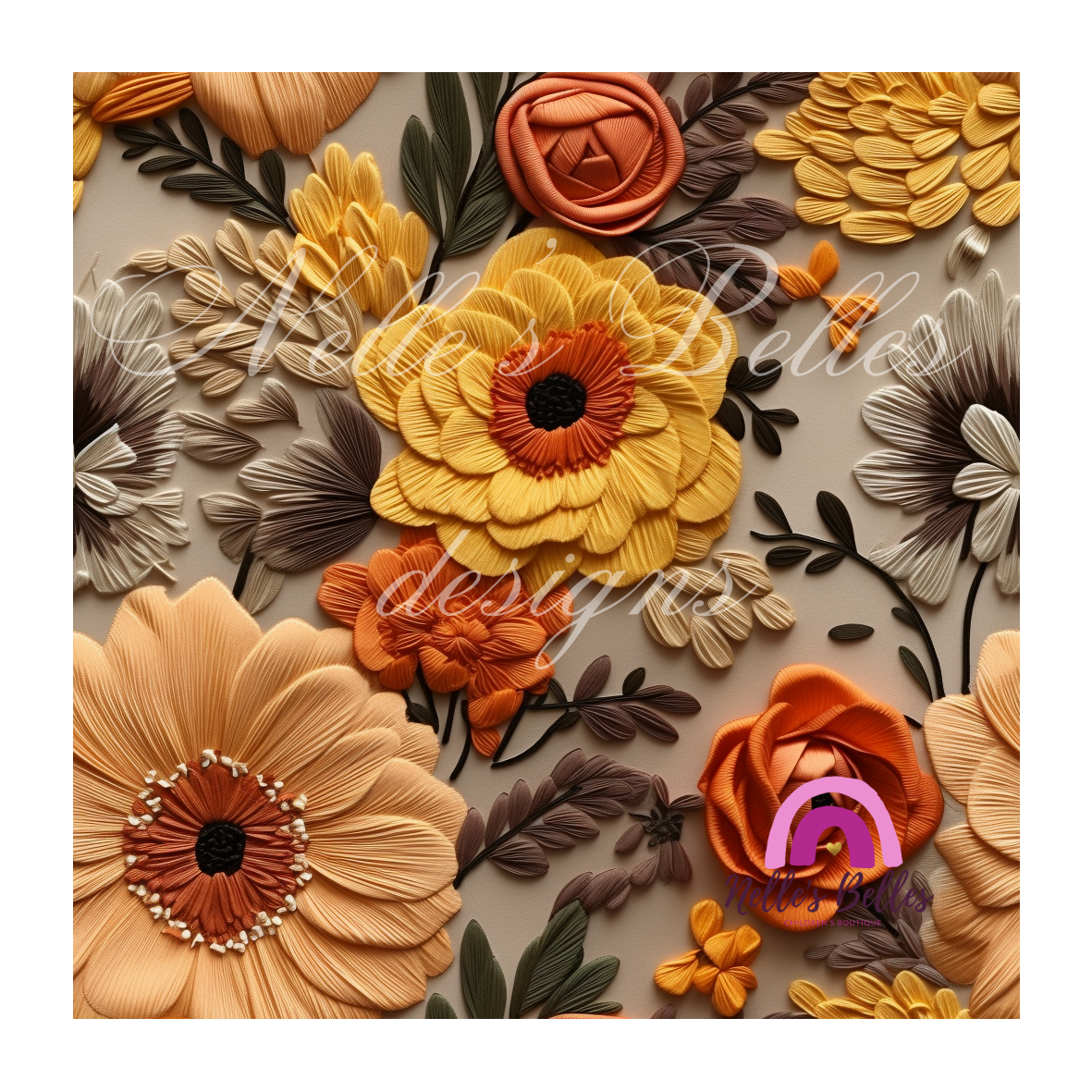 Fall embroidered flowers 3