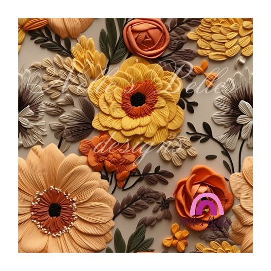 Fall embroidered flowers 3