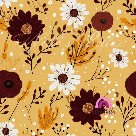 Yellow and burgundy floral 2