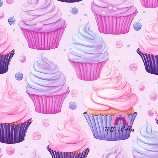 Pink and purple cupcake seamless